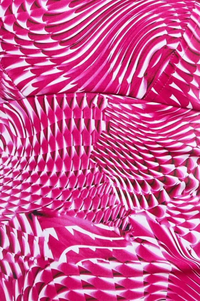 Abstract Bandeau Bodycon Midi Dress - Cerise by Goddiva
