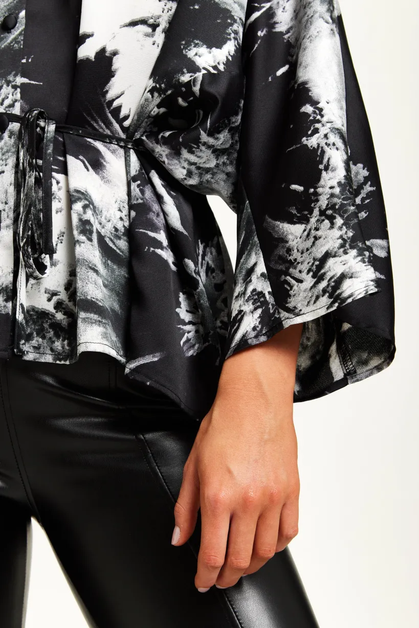 Abstract Print Shirt With Long Sleeves by Liquorish