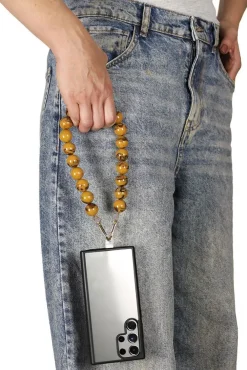 Acrylic Ball Phone Strap - Brown by Goddiva Accessories