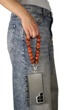 Acrylic Ball Phone Strap - Orange by Goddiva Accessories