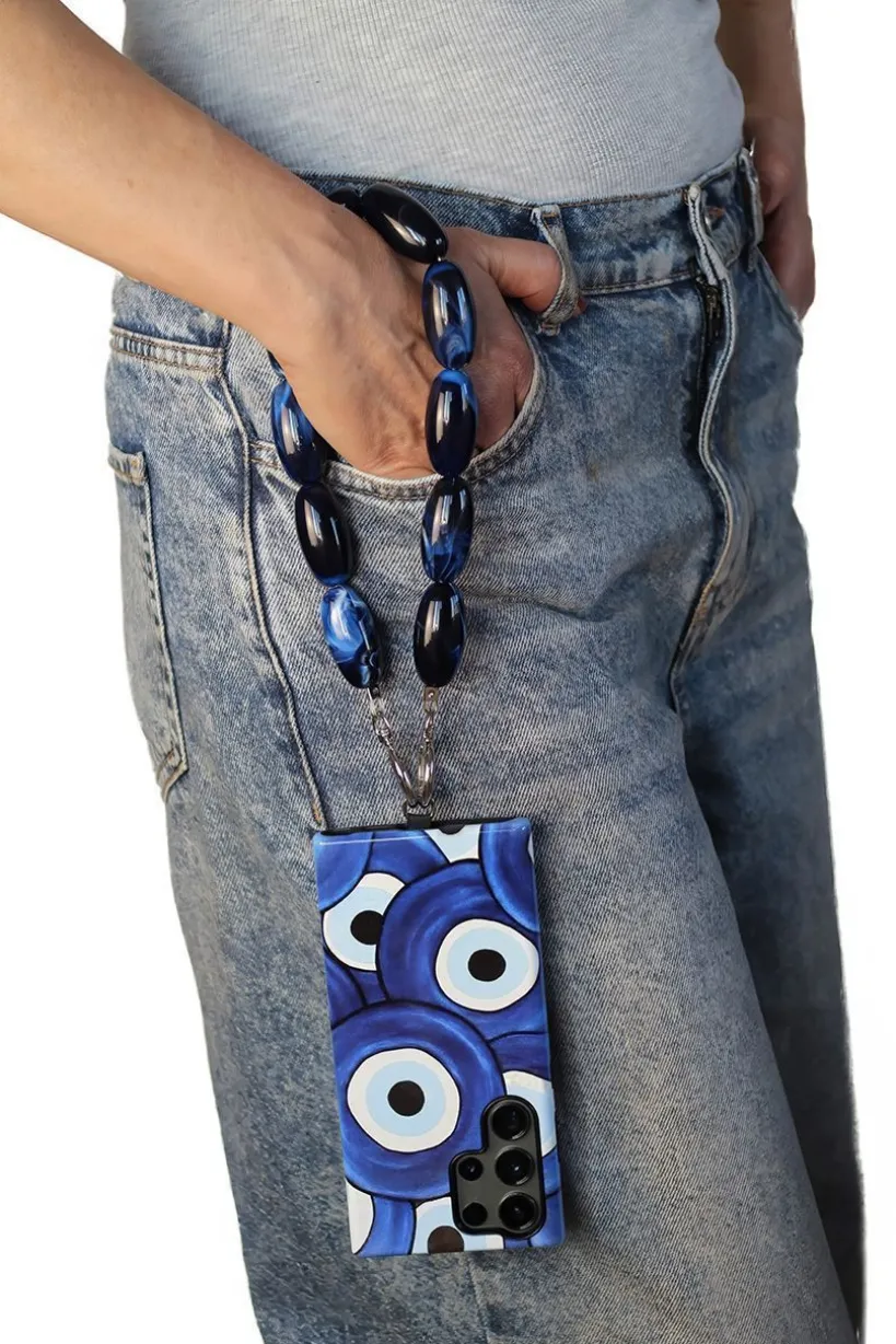 Acrylic Gemstone Phone Strap - Blue by Goddiva Accessories