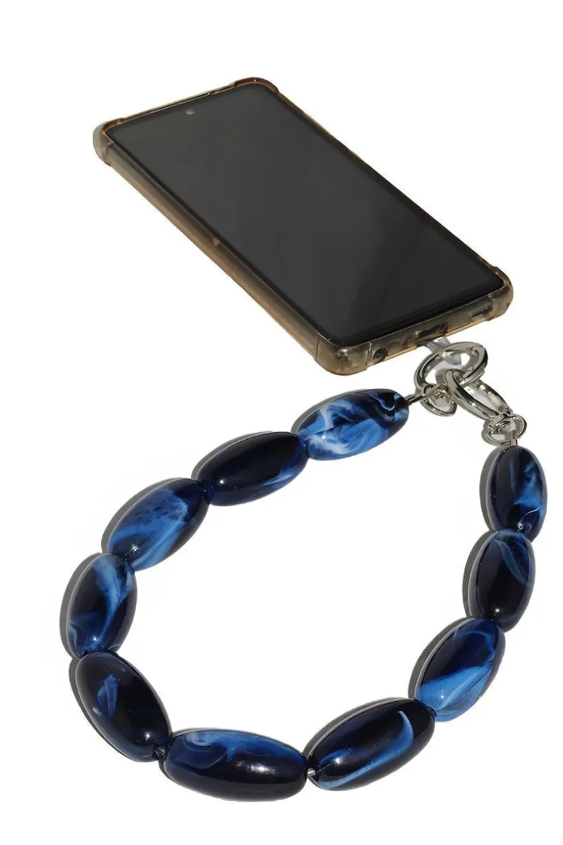 Acrylic Gemstone Phone Strap - Blue by Goddiva Accessories