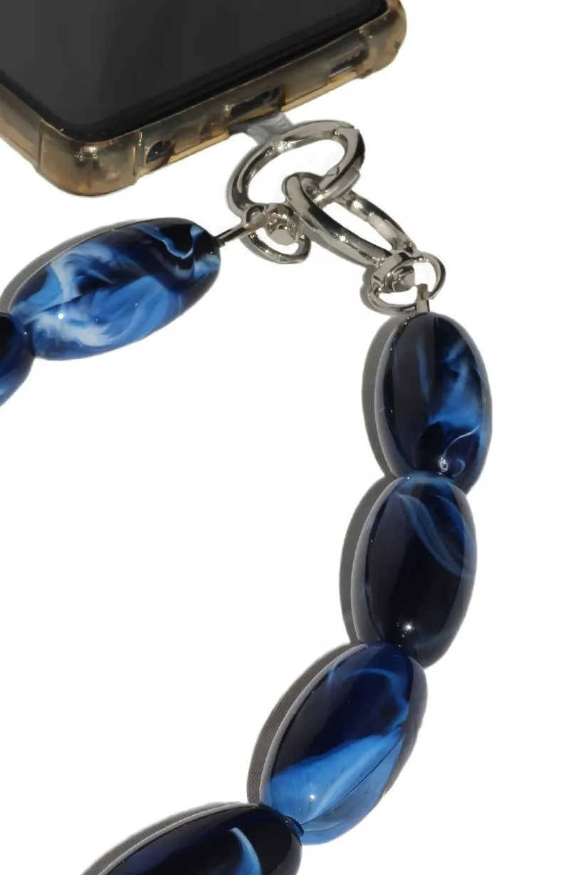 Acrylic Gemstone Phone Strap - Blue by Goddiva Accessories