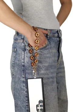 Acrylic Metal Chain Phone Strap - Brown by Goddiva Accessories