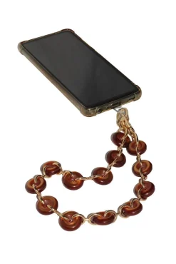 Acrylic Metal Chain Phone Strap - Brown by Goddiva Accessories