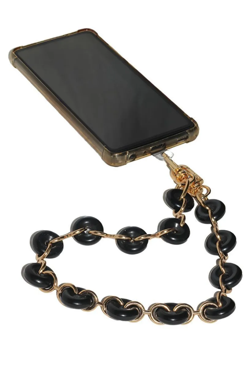 Acrylic Metal Chain Phone Strap - Black by Goddiva Accessories