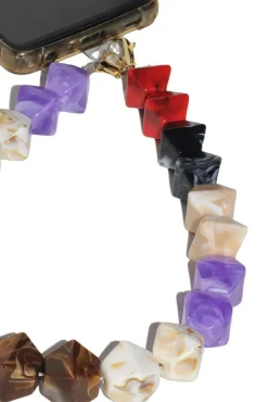 Acrylic Rhombohedral Crystal Phone Strap - Multicolour Red by Goddiva Accessories