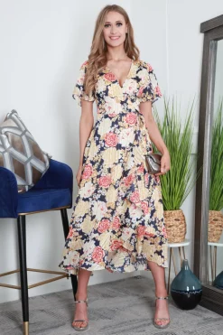Angel Sleeve Frill Hem True Wrap Dress by Double Second