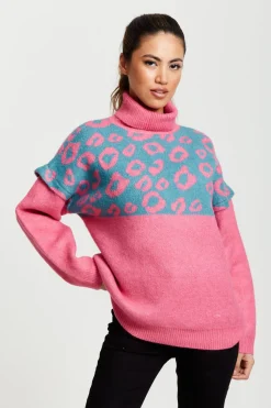 Animal Pattern Roll Neck Jumper by Liquorish