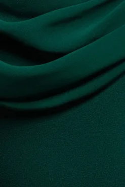 Asymmetric Chiffon Cowl Neck Scuba Maxi Dress - Emerald Green by Goddiva