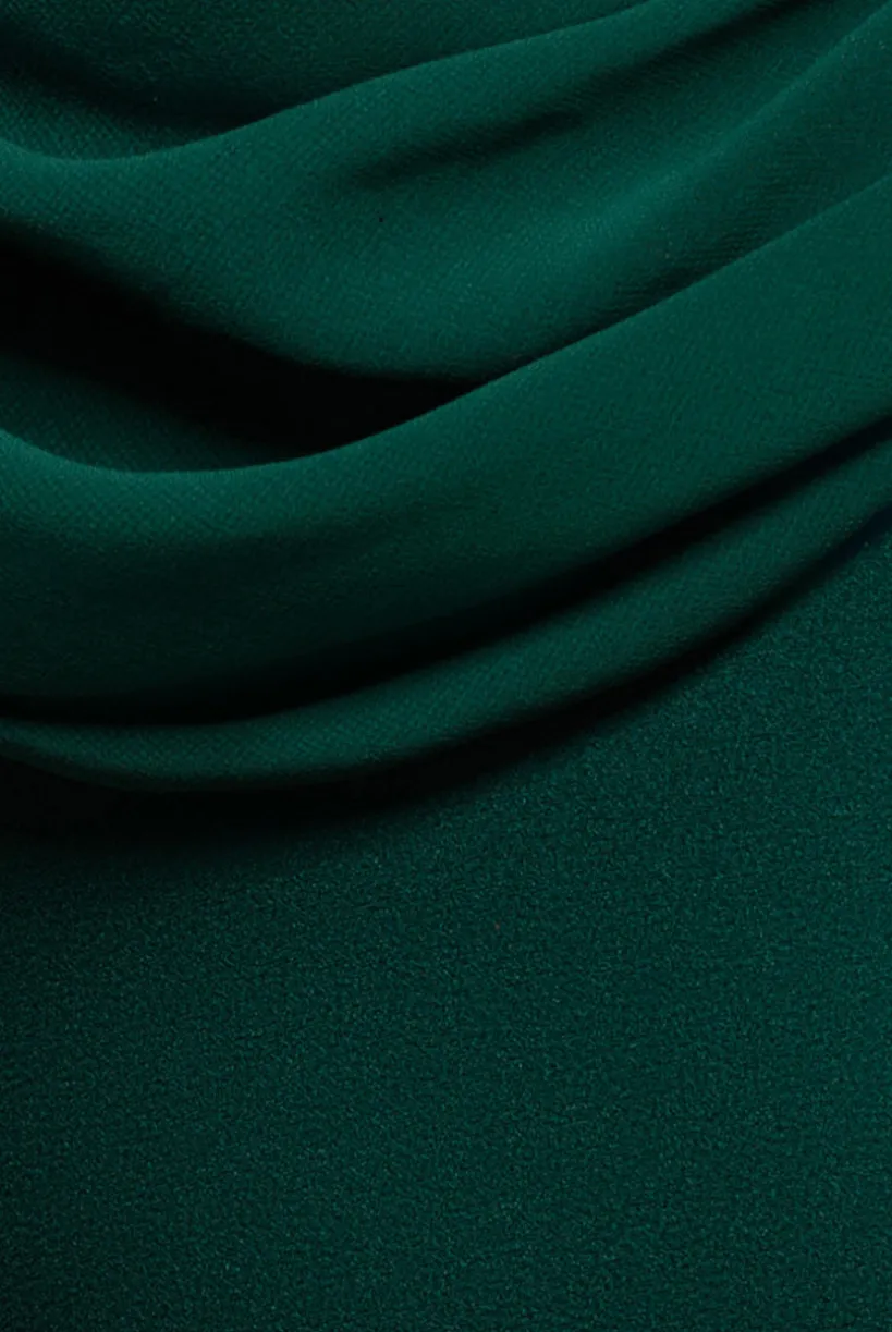 Asymmetric Chiffon Cowl Neck Scuba Maxi Dress - Emerald Green by Goddiva
