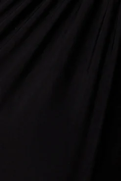 Asymmetric Gathered Front Split Maxi Skirt - Black by Goddiva