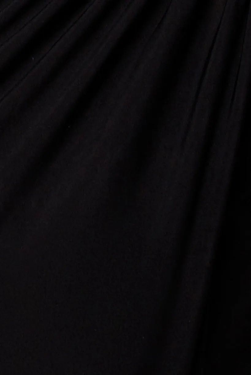 Asymmetric Gathered Front Split Maxi Skirt - Black by Goddiva