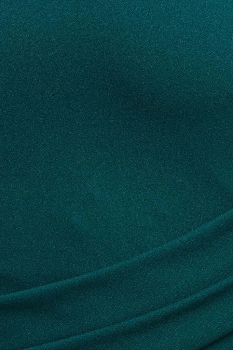 Asymmetric Neck Diamante Embellished Maxi Dress - Emerald Green by Goddiva