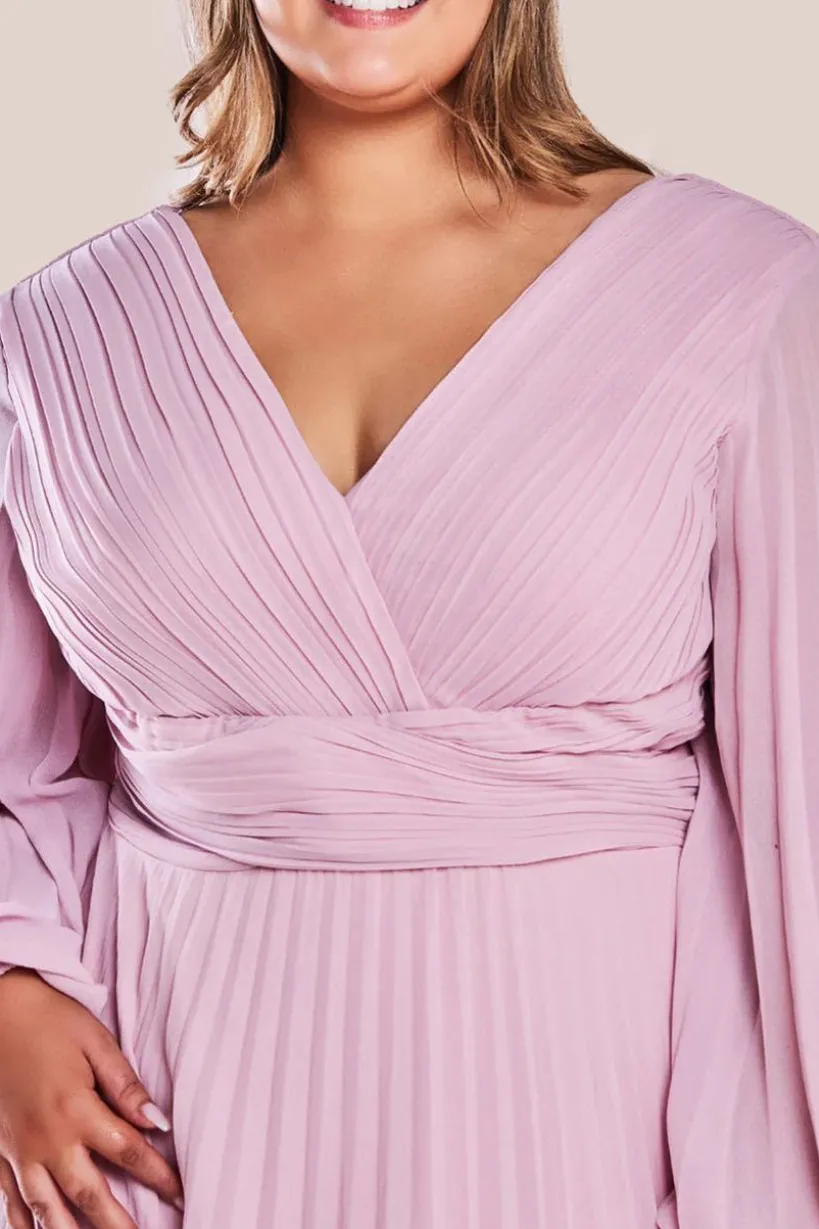 Balloon Sleeve Chiffon Maxi Dress - Pink by Goddiva Plus