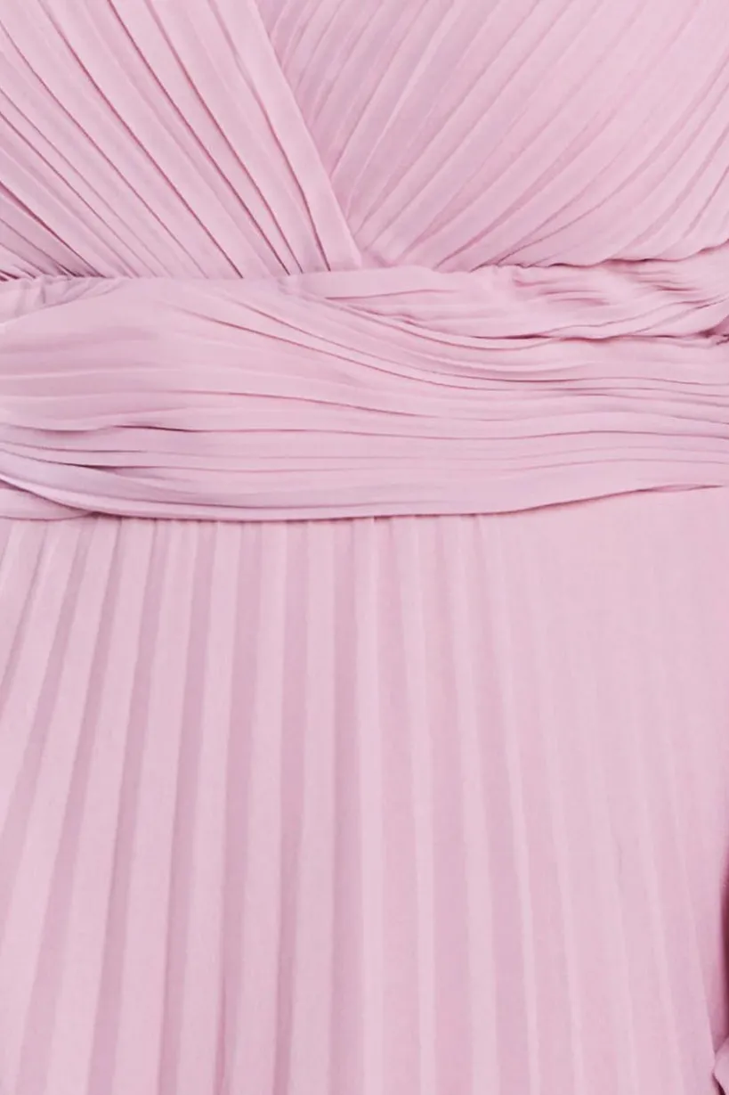 Balloon Sleeve Chiffon Maxi Dress - Pink by Goddiva Plus
