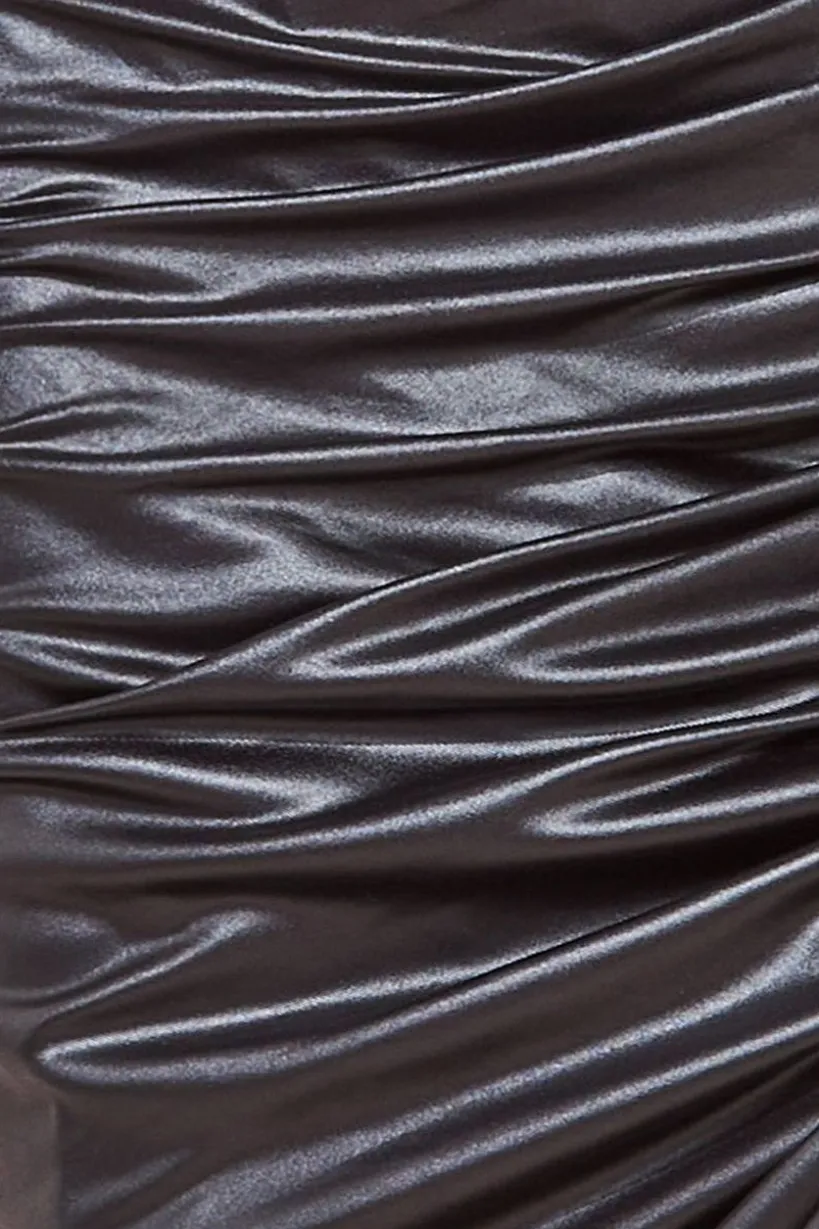Bandeau Faux Leather Midi Dress - Black by City Goddess