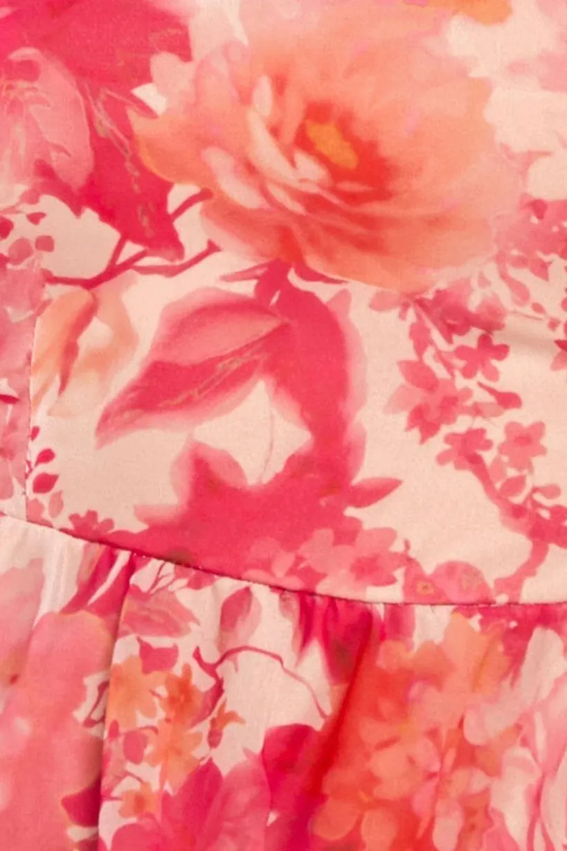 Bardot Asymmetric Handkerchief Tier Midaxi - Blush by Goddiva