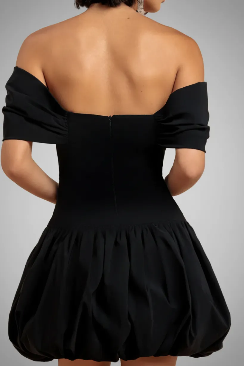 Bardot Babydoll Corset Mini Dress - Black by Goddiva
