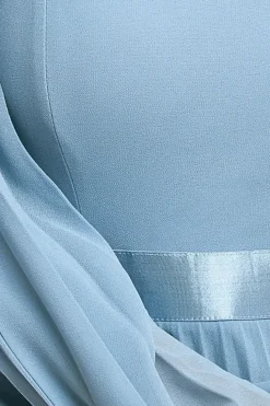 Bardot Chiffon Pleated Maxi - Blue by Goddiva