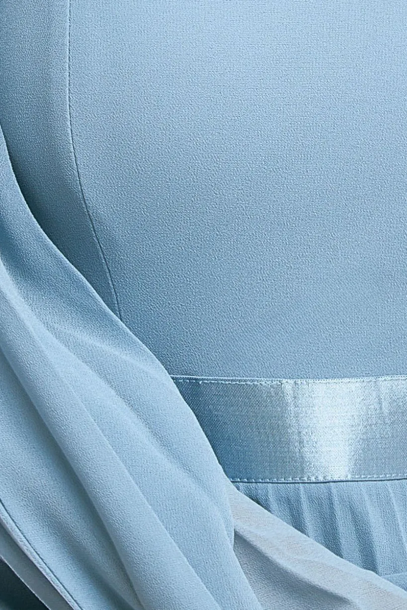 Bardot Chiffon Pleated Maxi - Blue by Goddiva