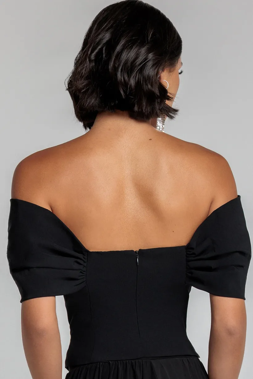 Bardot Corset Top - Black by Goddiva