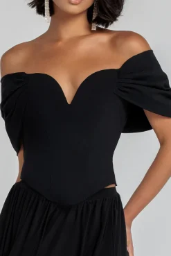 Bardot Corset Top - Black by Goddiva