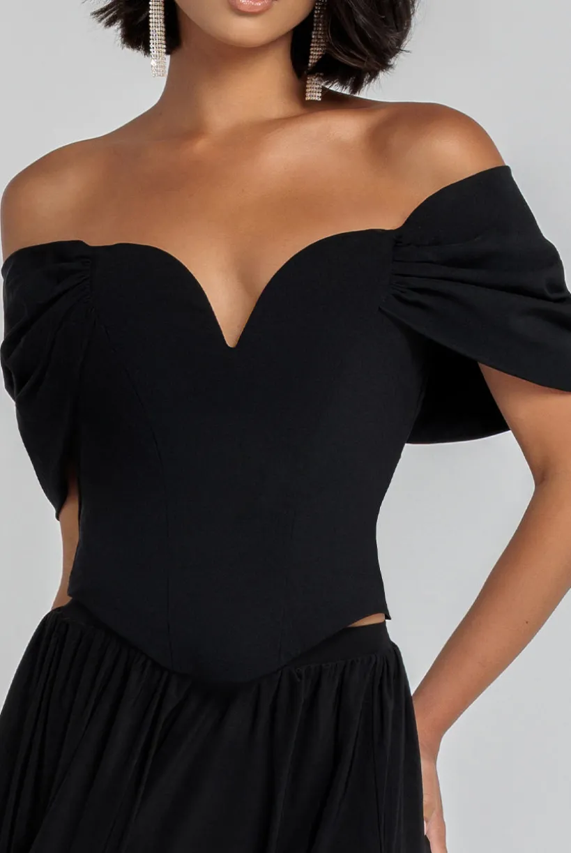 Bardot Corset Top - Black by Goddiva