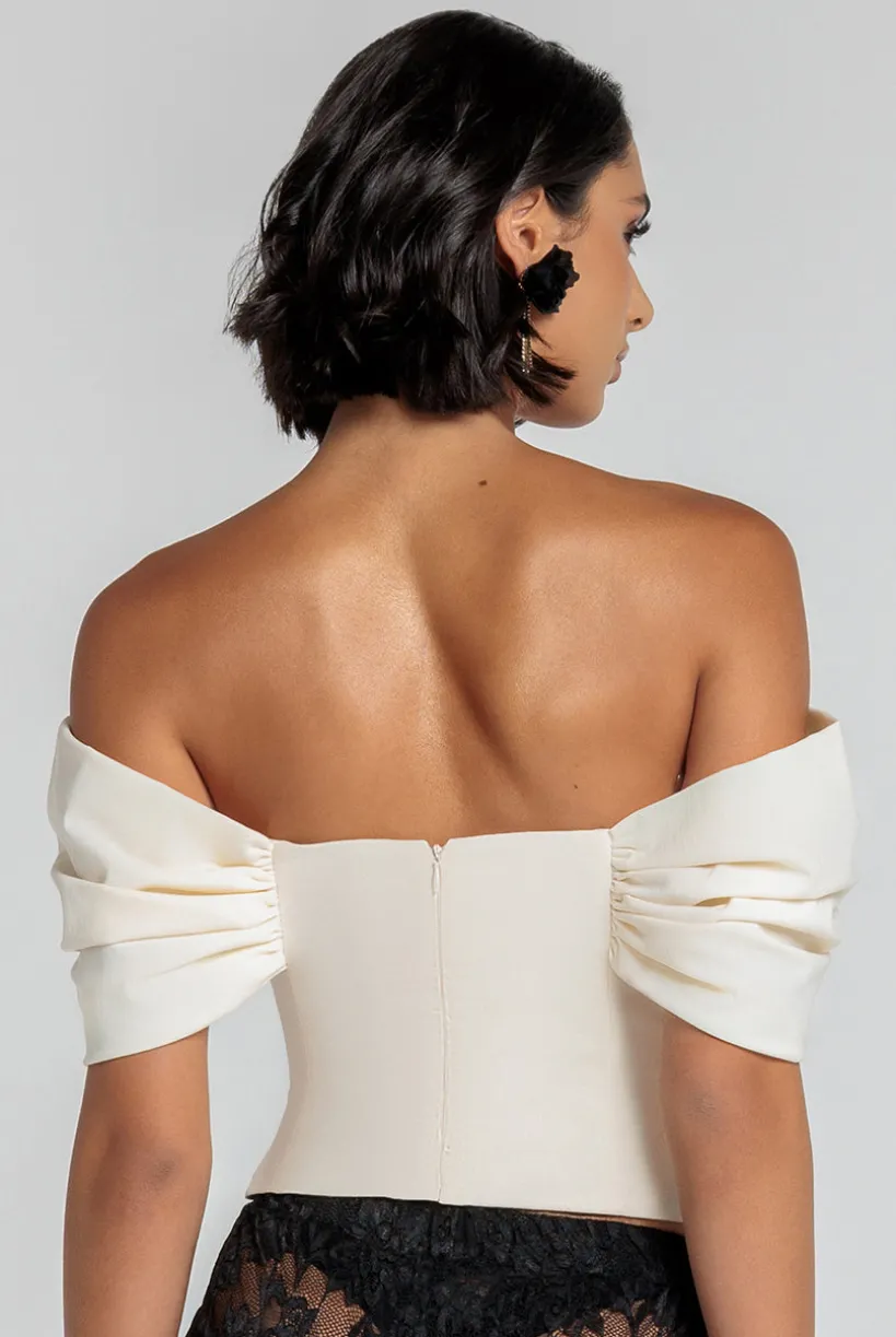 Bardot Corset Top - Cream by Goddiva