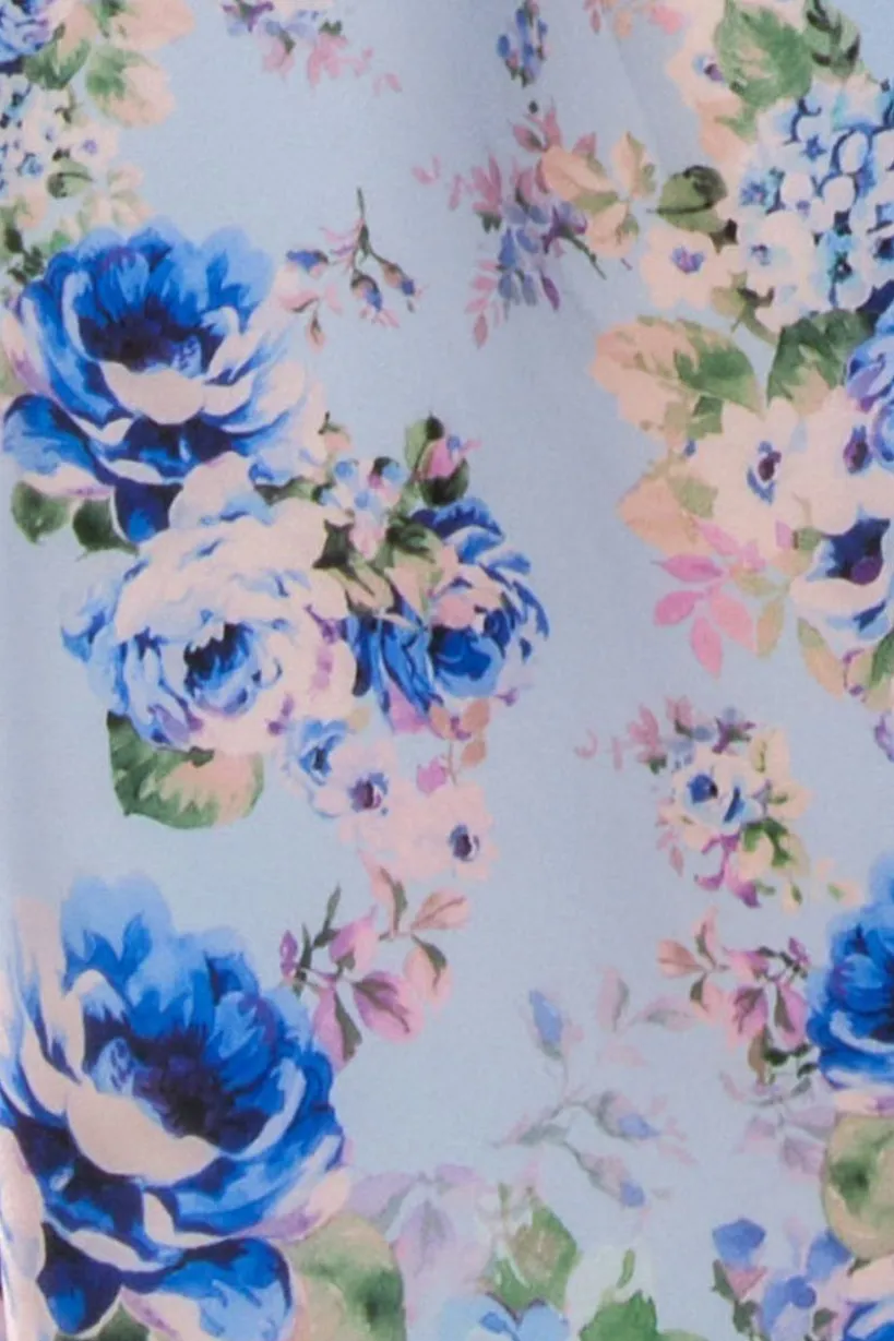 Bardot Floral Print A-Line Scuba Foam Midi Dress - Blue by Goddiva