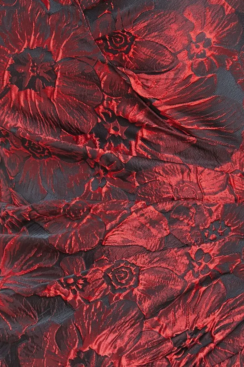Bardot Jacquard Maxi Dress - Wine by Goddiva