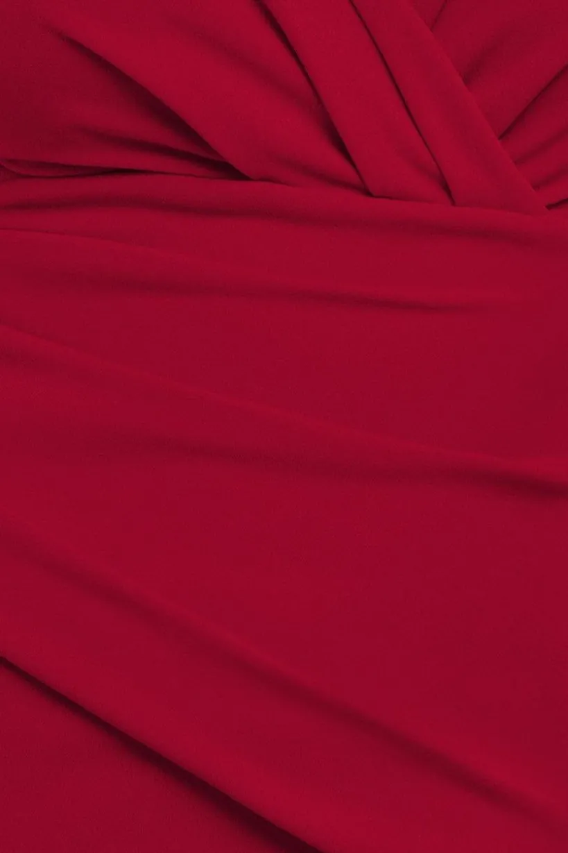 Bardot Pleated Maxi Dress - Wine by Goddiva