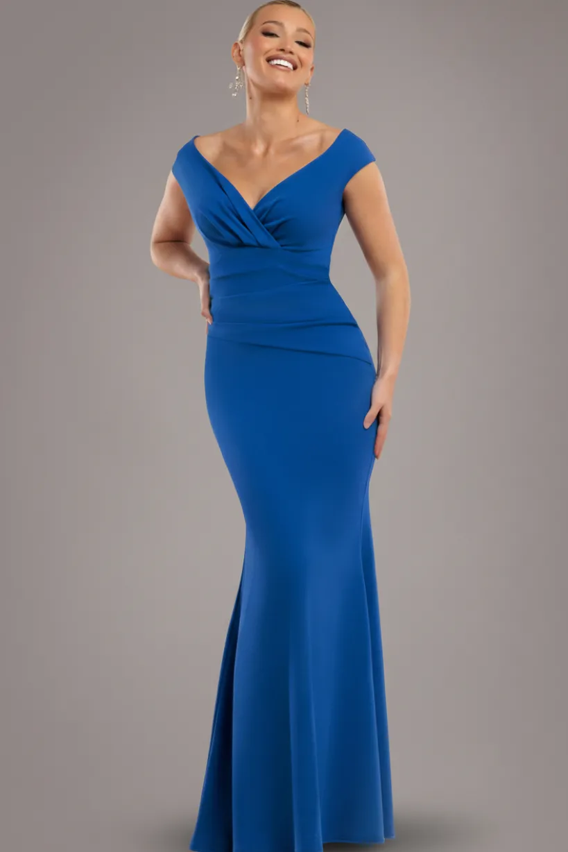 Bardot Pleated Maxi Dress - Royal Blue by Goddiva