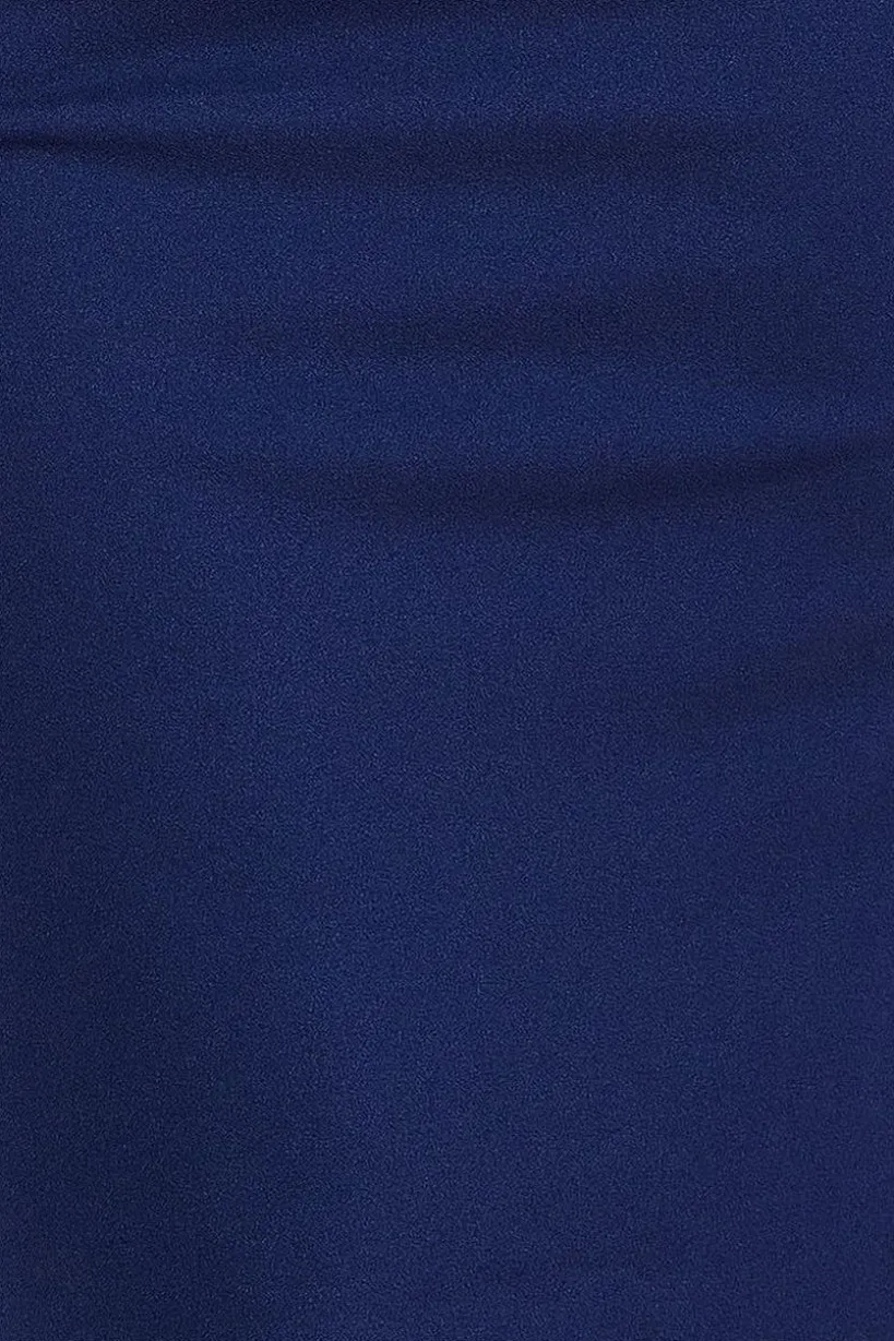 Bardot Pleated Maxi Dress - Navy by Goddiva Plus