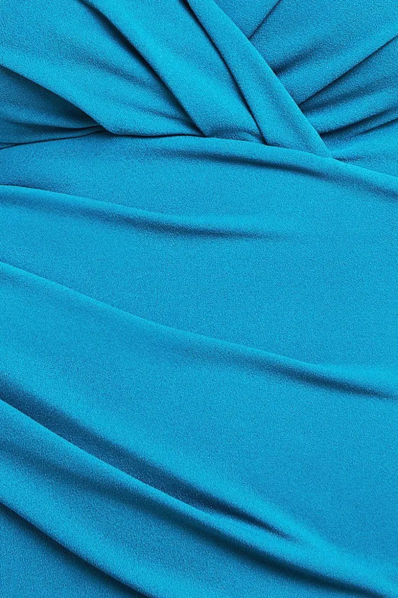 Bardot Pleated Maxi Dress - Teal Blue by Goddiva