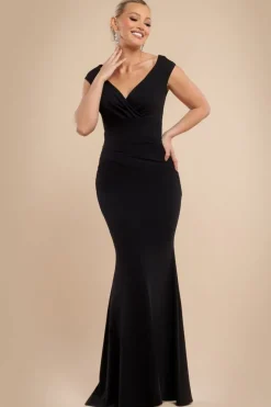 Bardot Pleated Maxi Dress - Black by Goddiva