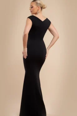 Bardot Pleated Maxi Dress - Black by Goddiva