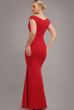 Bardot Pleated Maxi Dress - Red by Goddiva