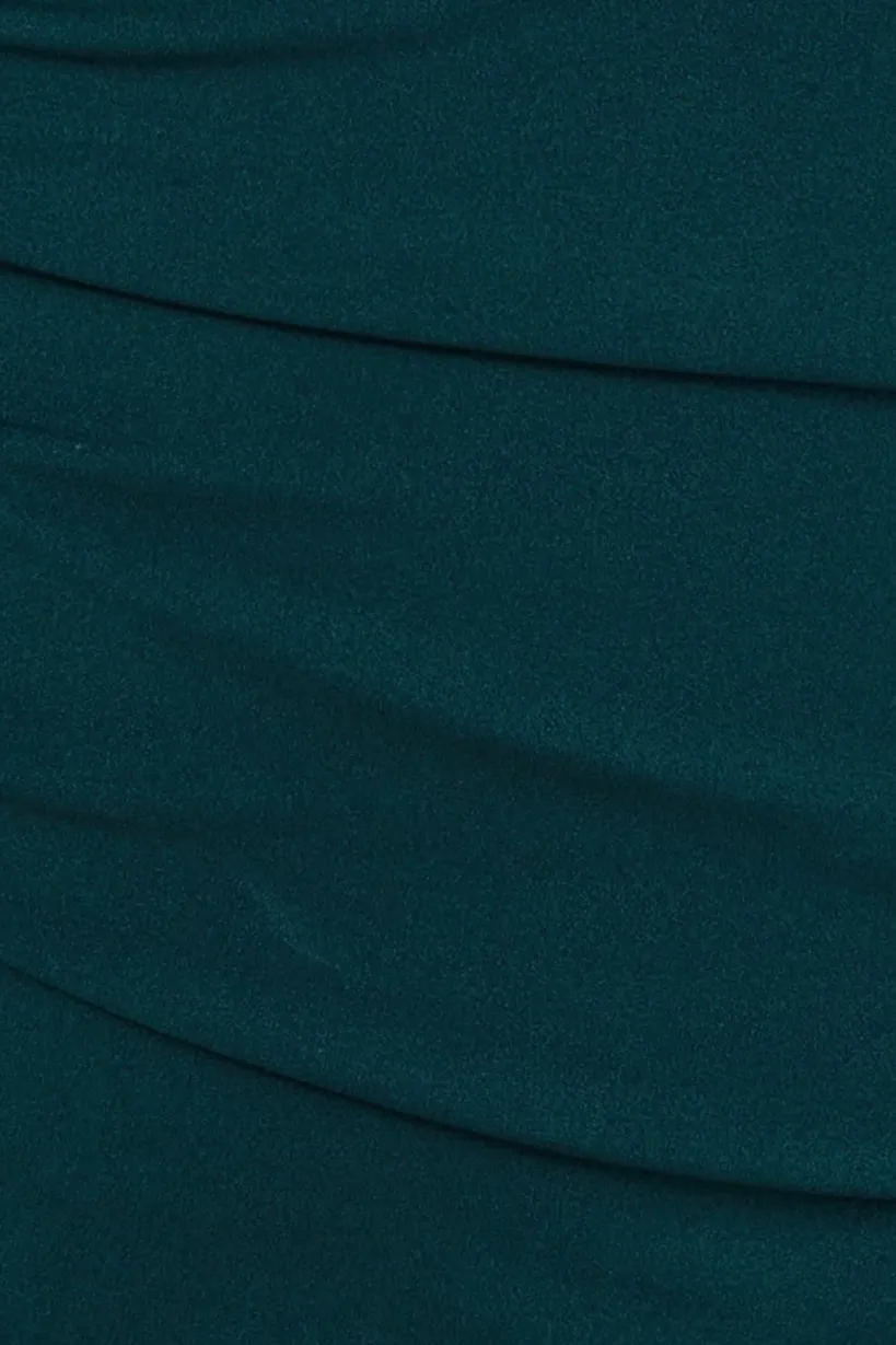 Bardot Pleated Maxi Dress - Emerald by Goddiva Plus