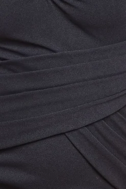 Bardot Pleated Maxi With Metal Trim Maxi Dress - Black by Goddiva