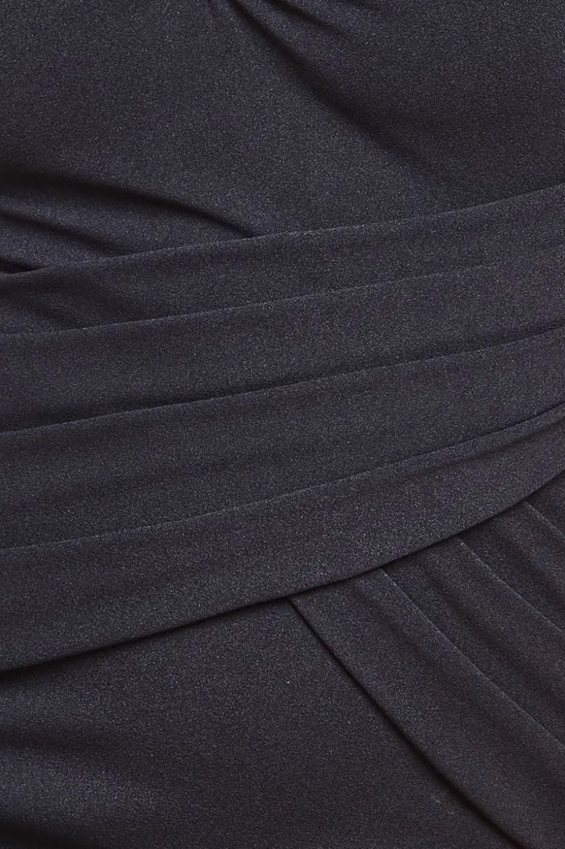 Bardot Pleated Maxi With Metal Trim Maxi Dress - Black by Goddiva