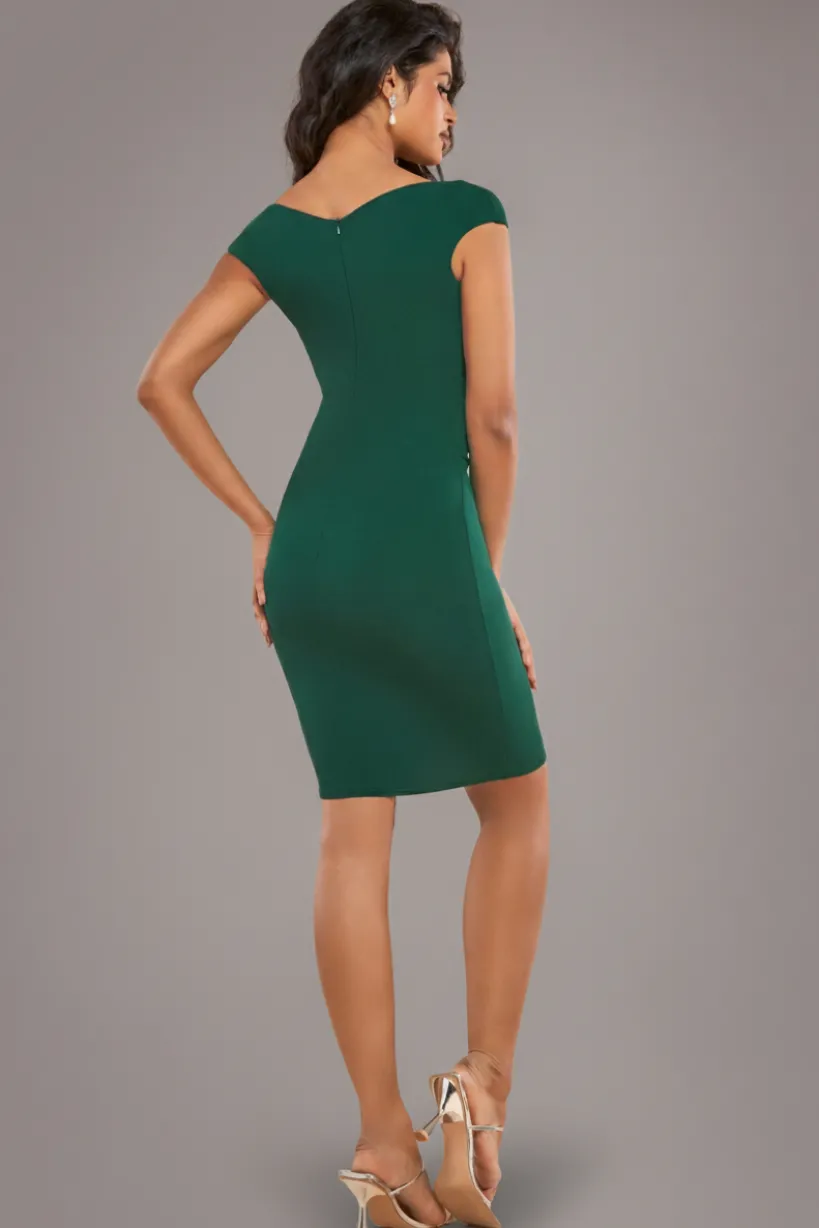 Bardot Pleated Midi Dress - Emerald Green by Goddiva
