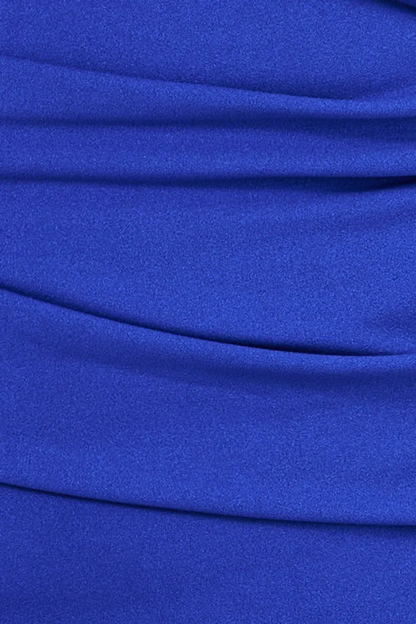 Bardot Pleated Midi Dress - Royal Blue by Goddiva Plus