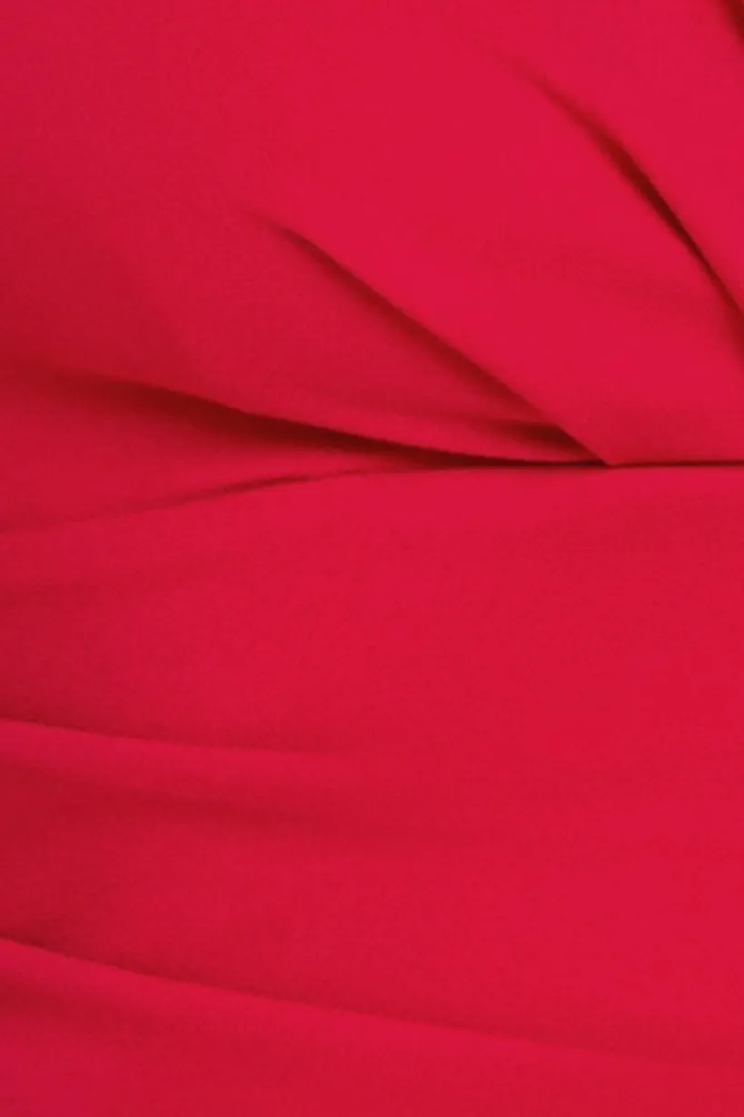 Bardot Pleated Midi Dress - Red by Goddiva
