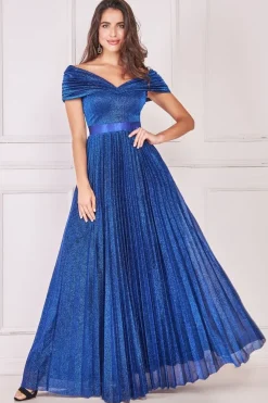 Bardot Pleated Skirt Maxi Dress - Royalblue by Goddiva