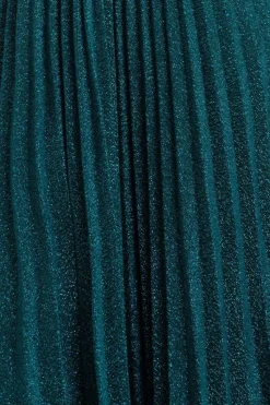 Bardot Pleated Skirt Maxi Dress - Emerald by Goddiva