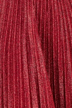 Bardot Pleated Skirt Maxi Dress - Wine by Goddiva