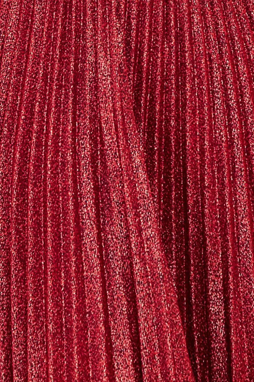 Bardot Pleated Skirt Maxi Dress - Wine by Goddiva