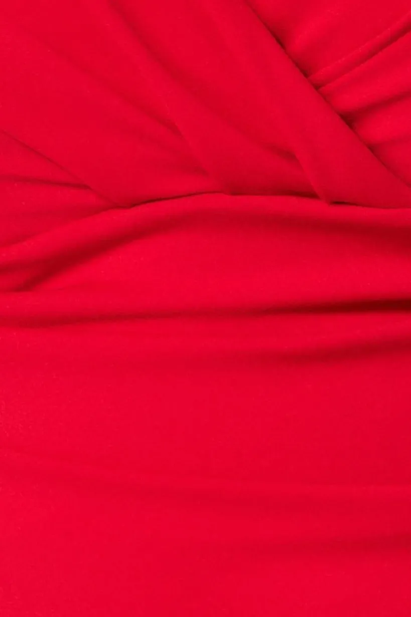 Bardot Scuba Jumpsuit - Red by Goddiva Plus