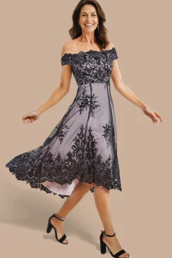 Bardot Sequin & Lace High Low Midi - Black by Goddiva